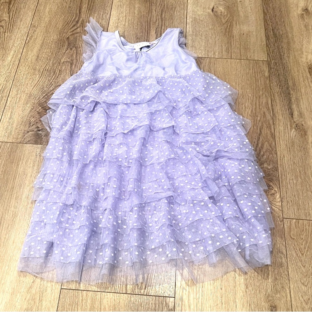 Dot Dot smile layered ruffle purple dress